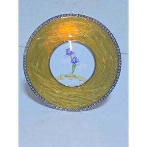 Ashleigh Manor Gold Enamel Rhinestones Picture Frame 3x3”